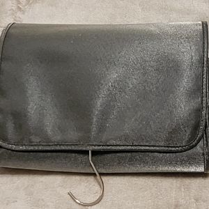 Shiseido Silver 3 Section Fold Up Cosmetic Make-Up Organizer Travel Bag